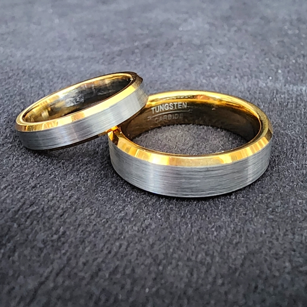 Tungsten Carbide Two-tone Wedding bands set
